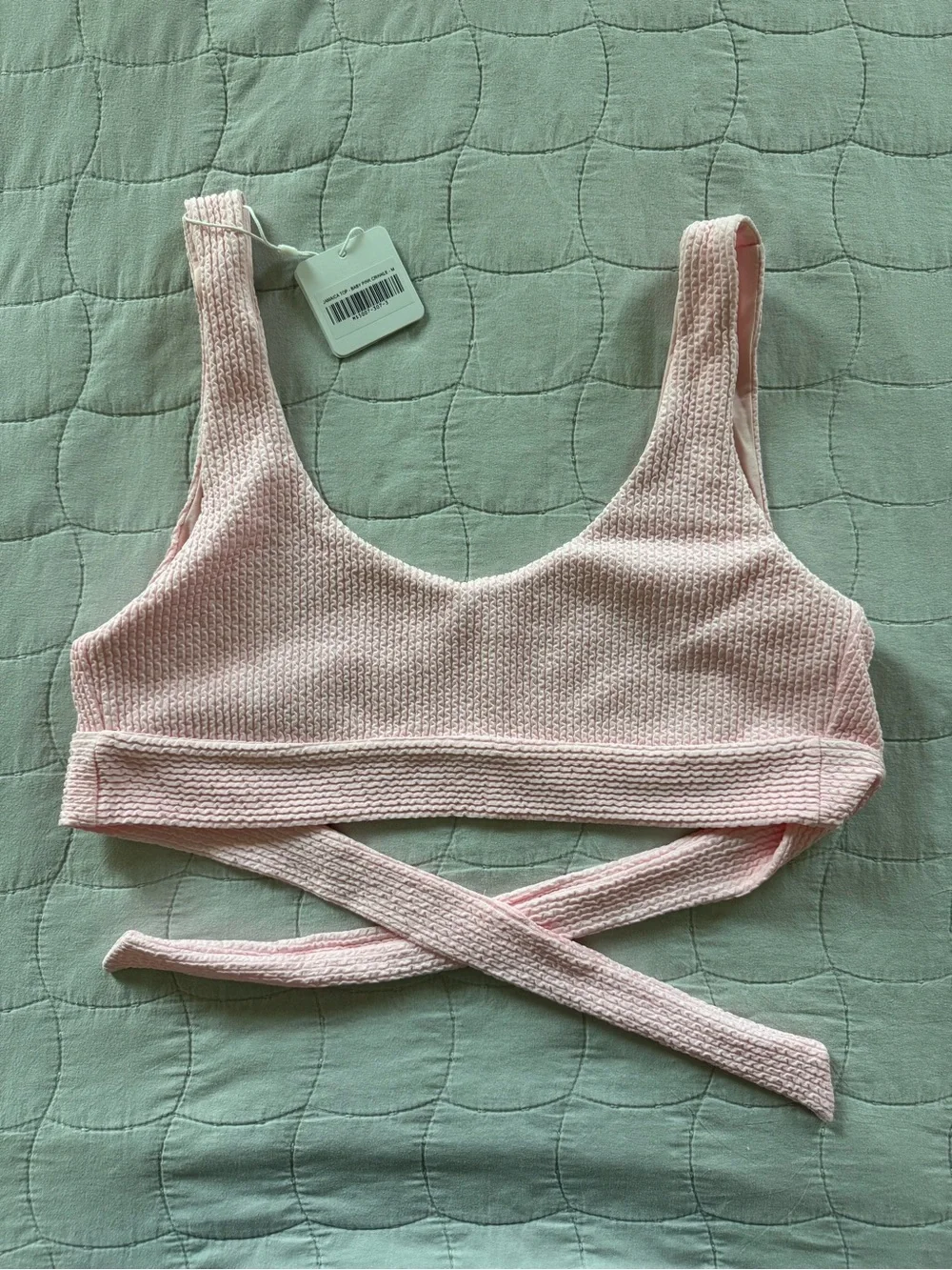Monday Swimwear Soft Pink Textured Wrap Bikini Top